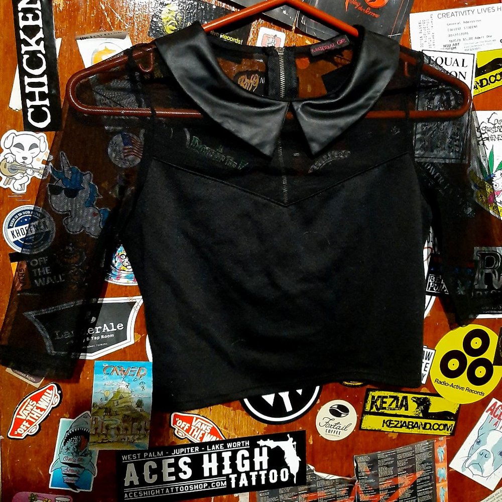 Material Girl Sheer Mesh Fitted Cropped Top